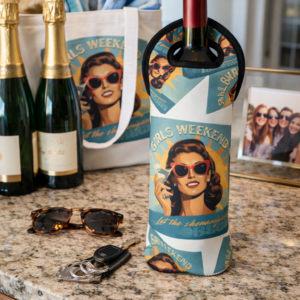 Wine Tote Bag - “Girls Weekend” Retro Neoprene Wine Carrier