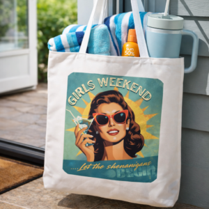 Girls Weekend Retro Tote Bag — Vintage Pinup 'Let the Shenanigans Begin'