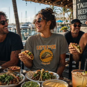 Funny Taco Lover T-Shirt – “Let’s F*cking Eat Tacos” Graphic Tee | Retro Food Humor Shirt | Casual Unisex Tee