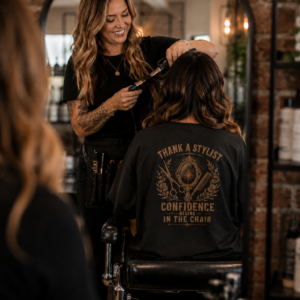 Thank a Stylist Shirt – Confidence Begins in the Chair | Vintage Hairstylist Appreciation Tee | Hairdresser & Salon Gift