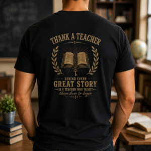 Thank a Teacher Shirt – Behind Every Great Story Is a Teacher Who Taught Them How to Begin | Teacher Appreciation Gift | Vintage Educator Tee